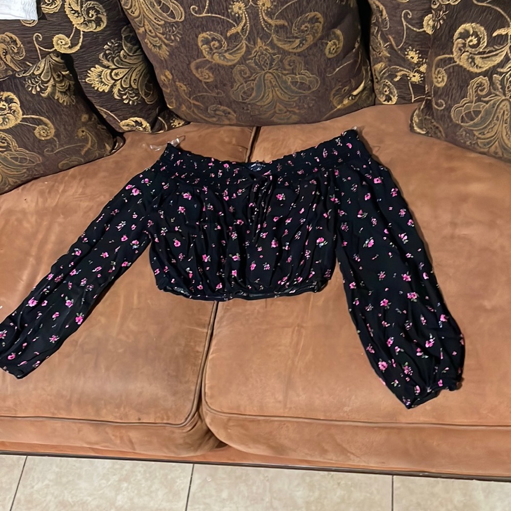 Black with purple flowers